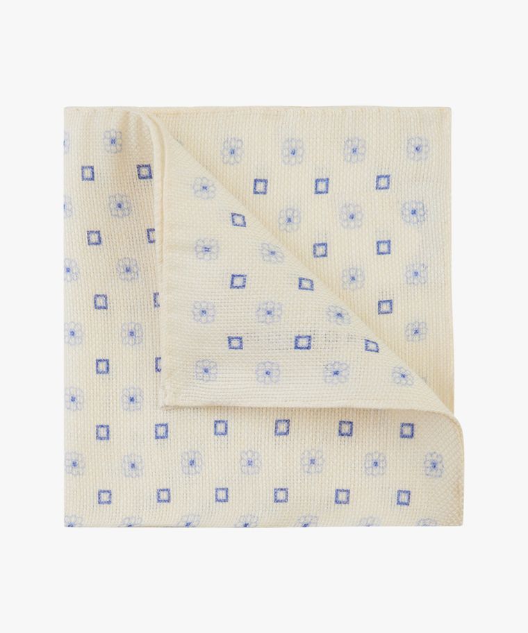 Off-white linen-cotton pocket square