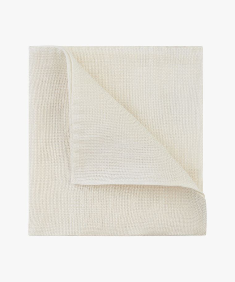 Off-white linen-cotton pocket square
