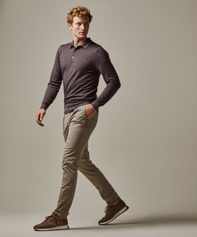 Taupe slim fit sportcord chinos