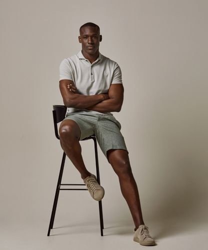 Profuomo Green linen sportcord shorts