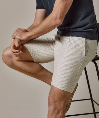 Profuomo Ecru linen sportcord shorts