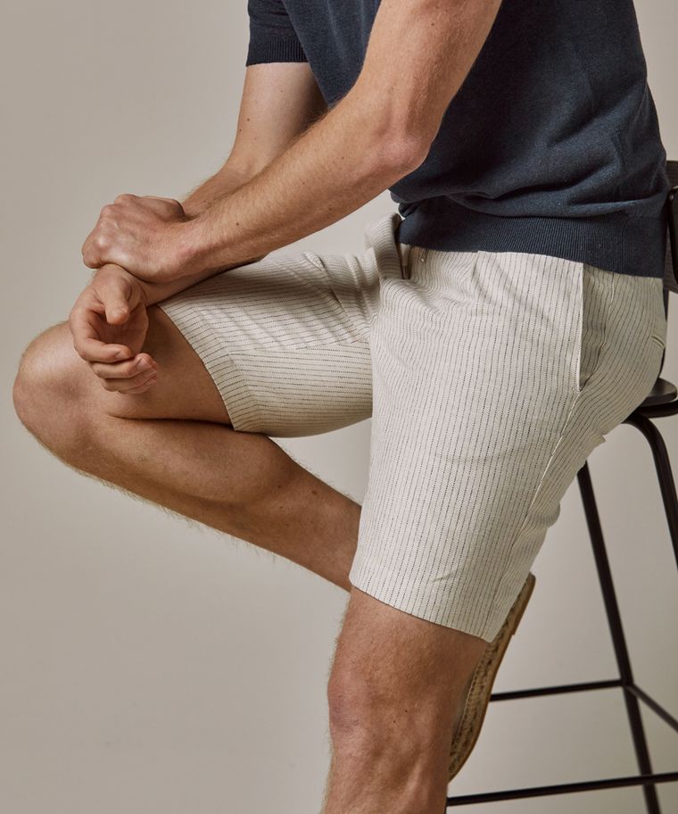 Ecru linen sportcord shorts