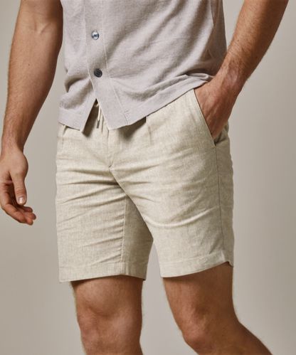 Profuomo Beige linen sportcord shorts