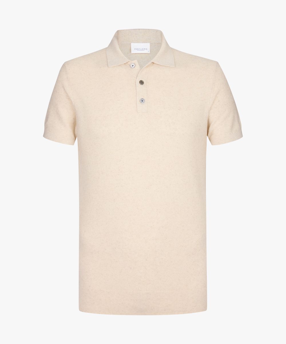 Off-white cotton-linen polo