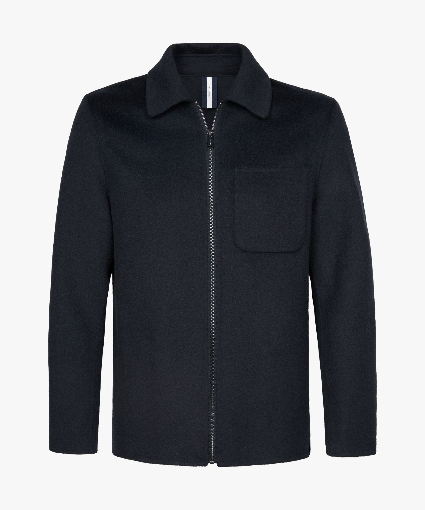Navy wool single layer zip overshirt