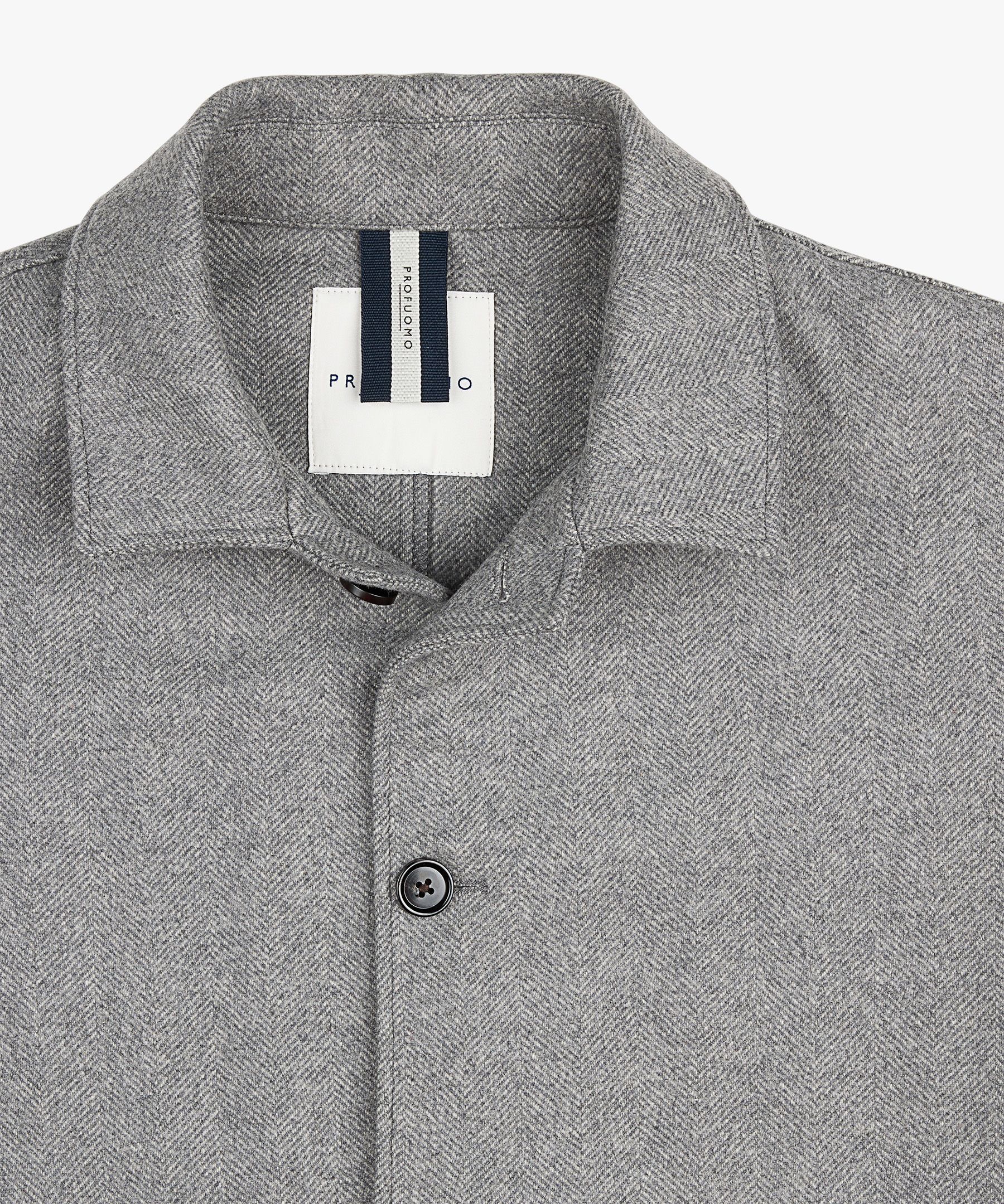 Grey wool herringbone overshirt | Profuomo B.V.