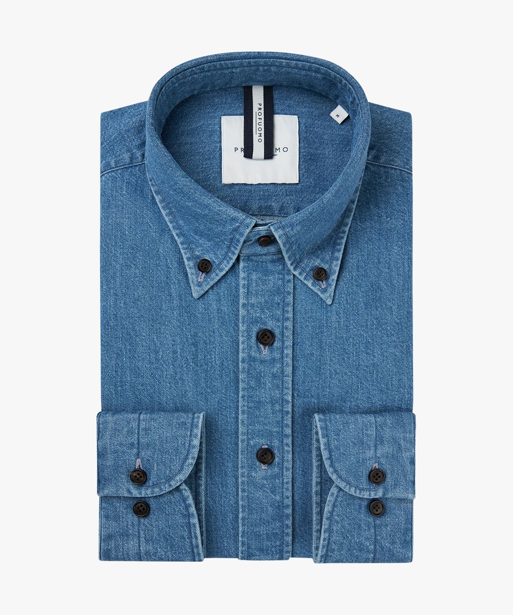 Japanese denim button down collar