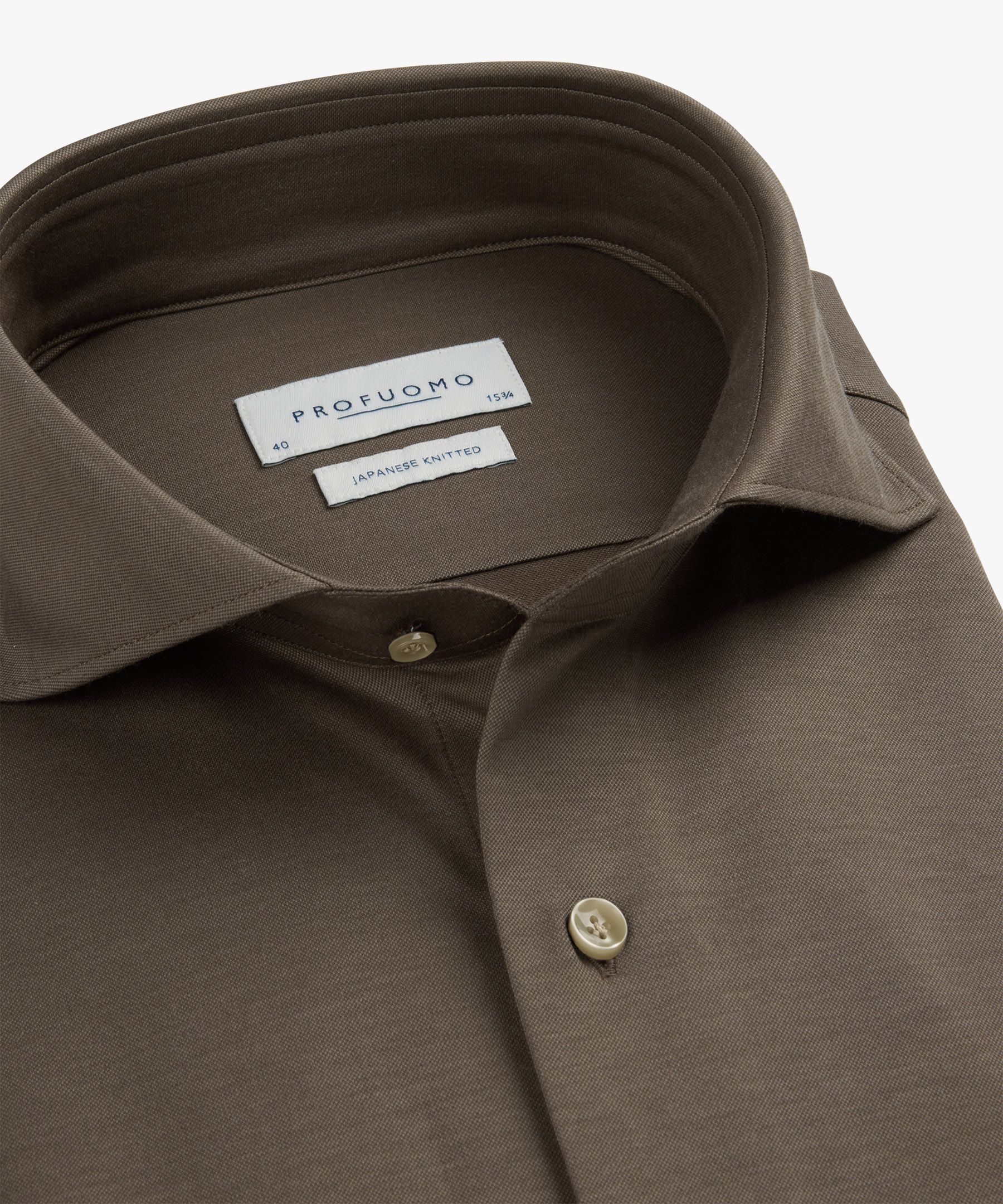 Bruin Japanese knitted overhemd | Profuomo B.V.