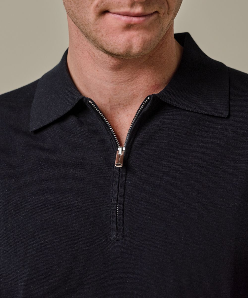 ポロん Navy luxury basic polo half zip | Profuomo B.V.