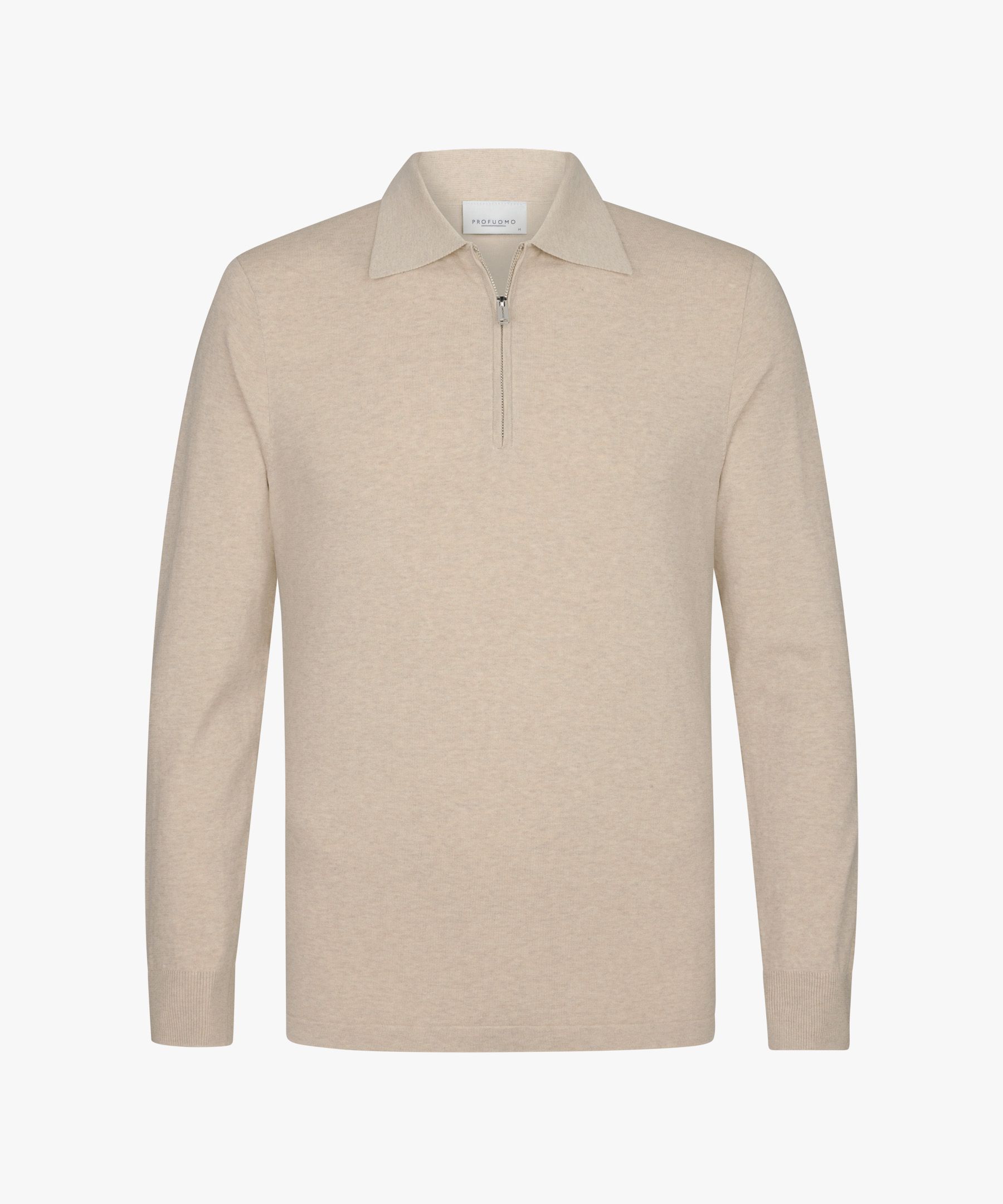 Zand luxury basic polo half zip | Profuomo B.V.