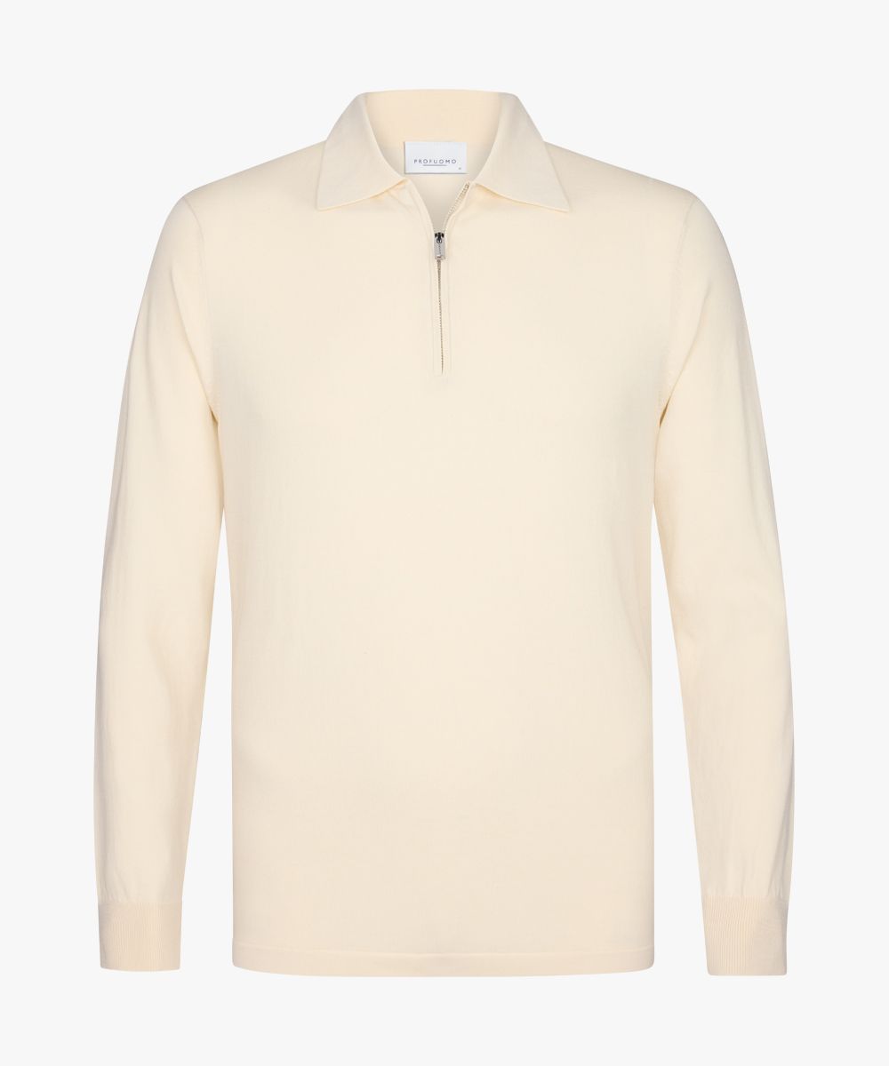 Cremefarbenes Luxury basic Polo Half zip