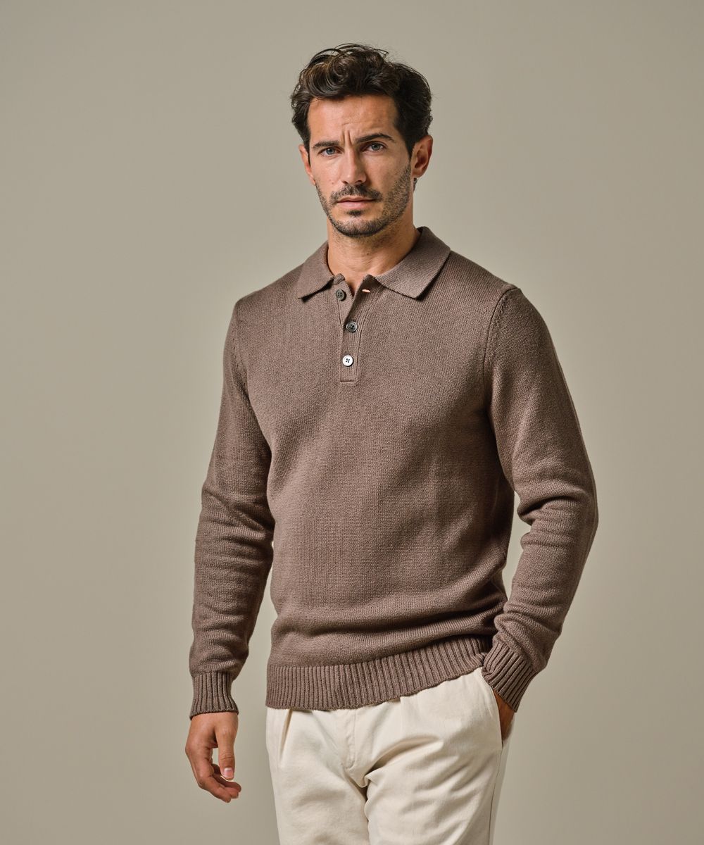 Bruine heavy polo | Profuomo B.V. Bruine heavy polo | Profuomo B.V.