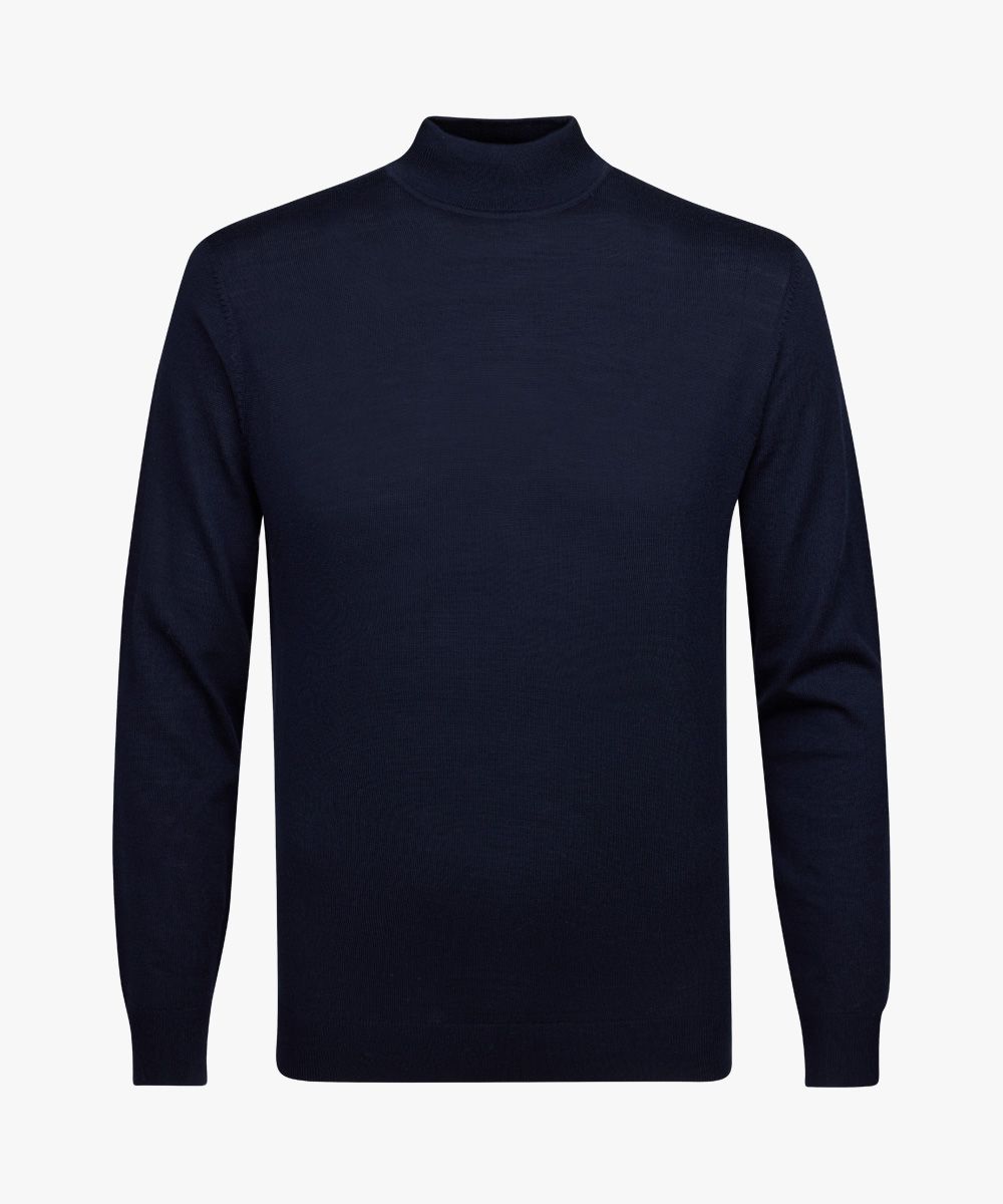 Marineblauer Merino Stehkragen