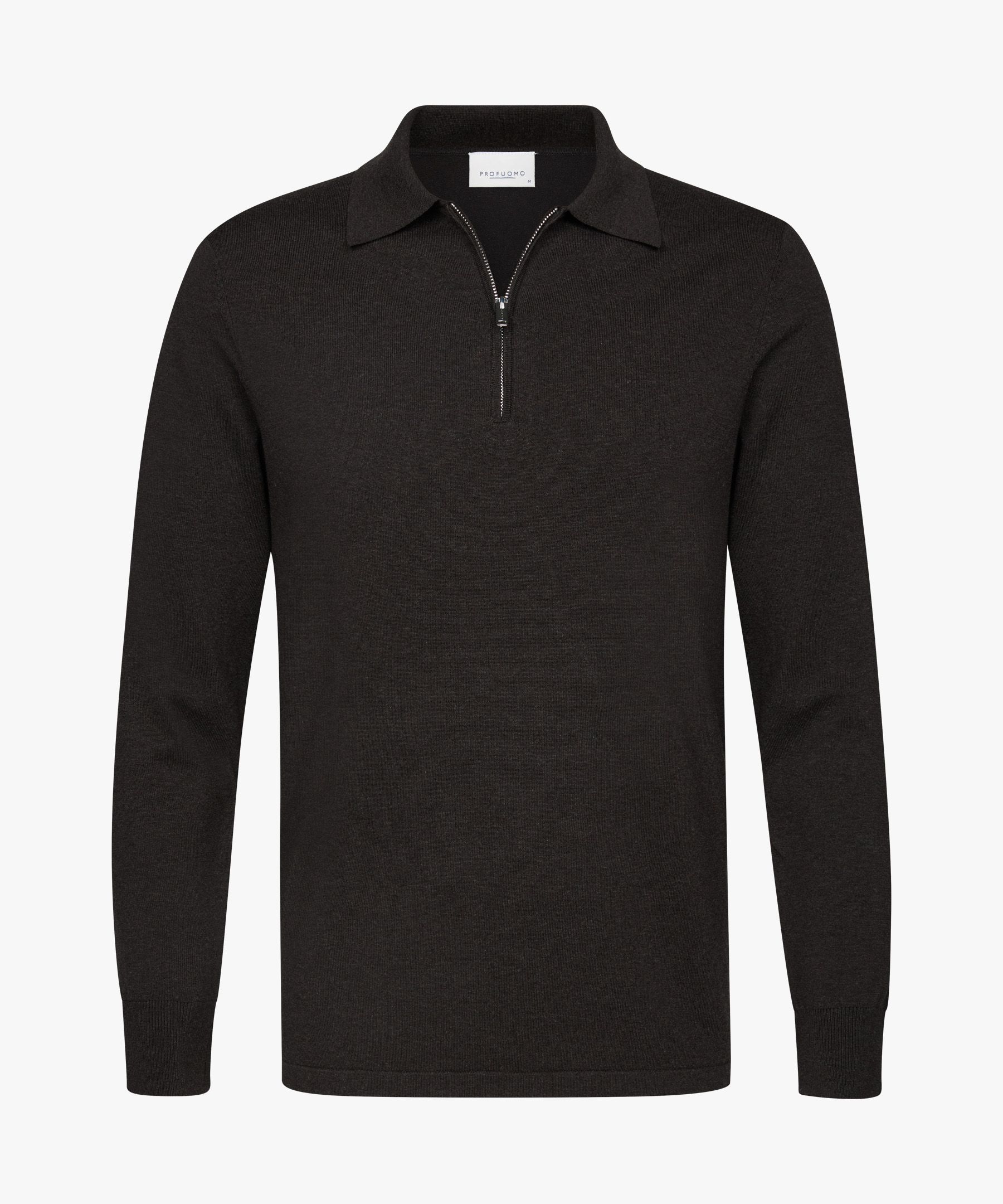 Brown luxury basic polo half zip