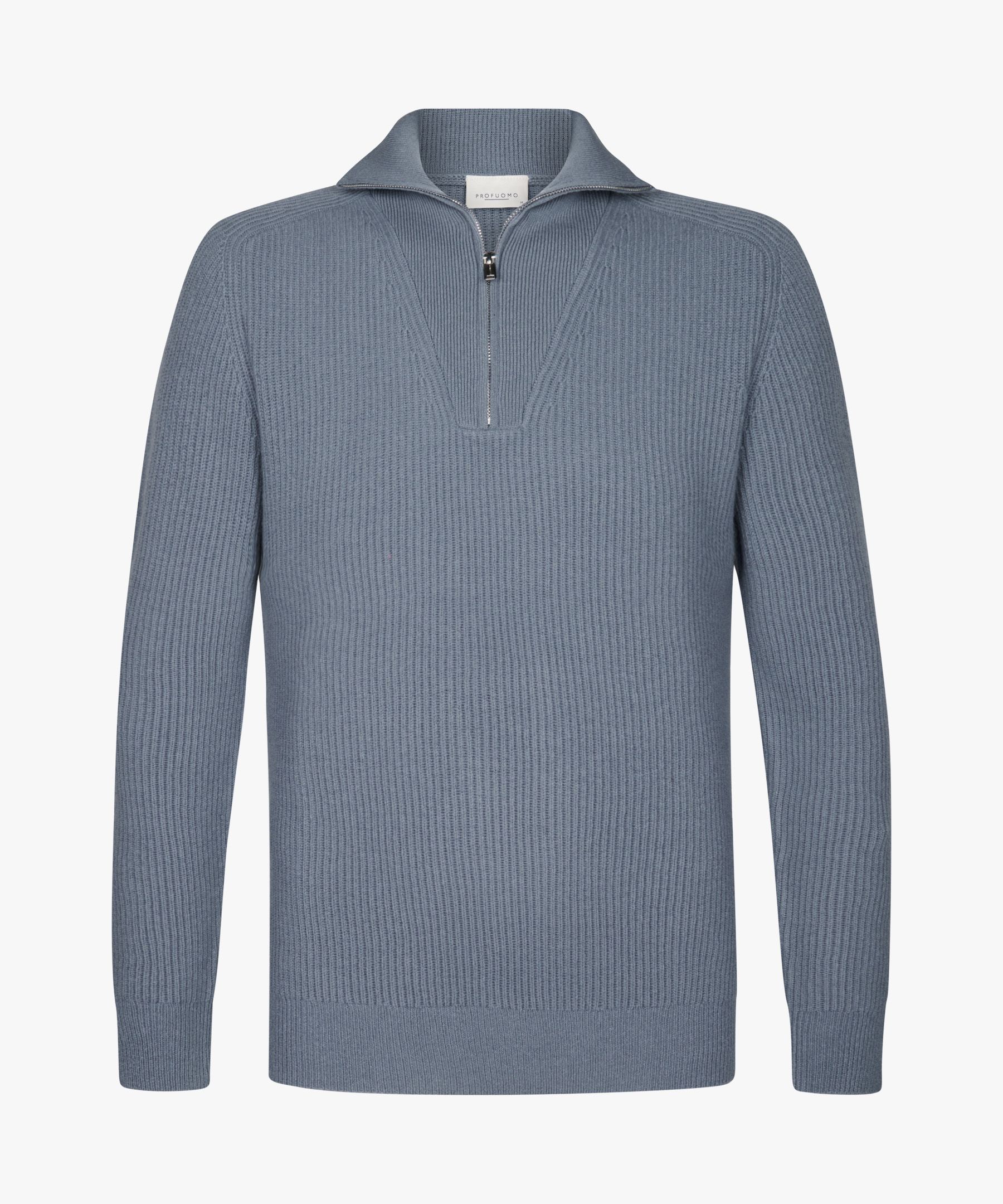 Blue wool half zip