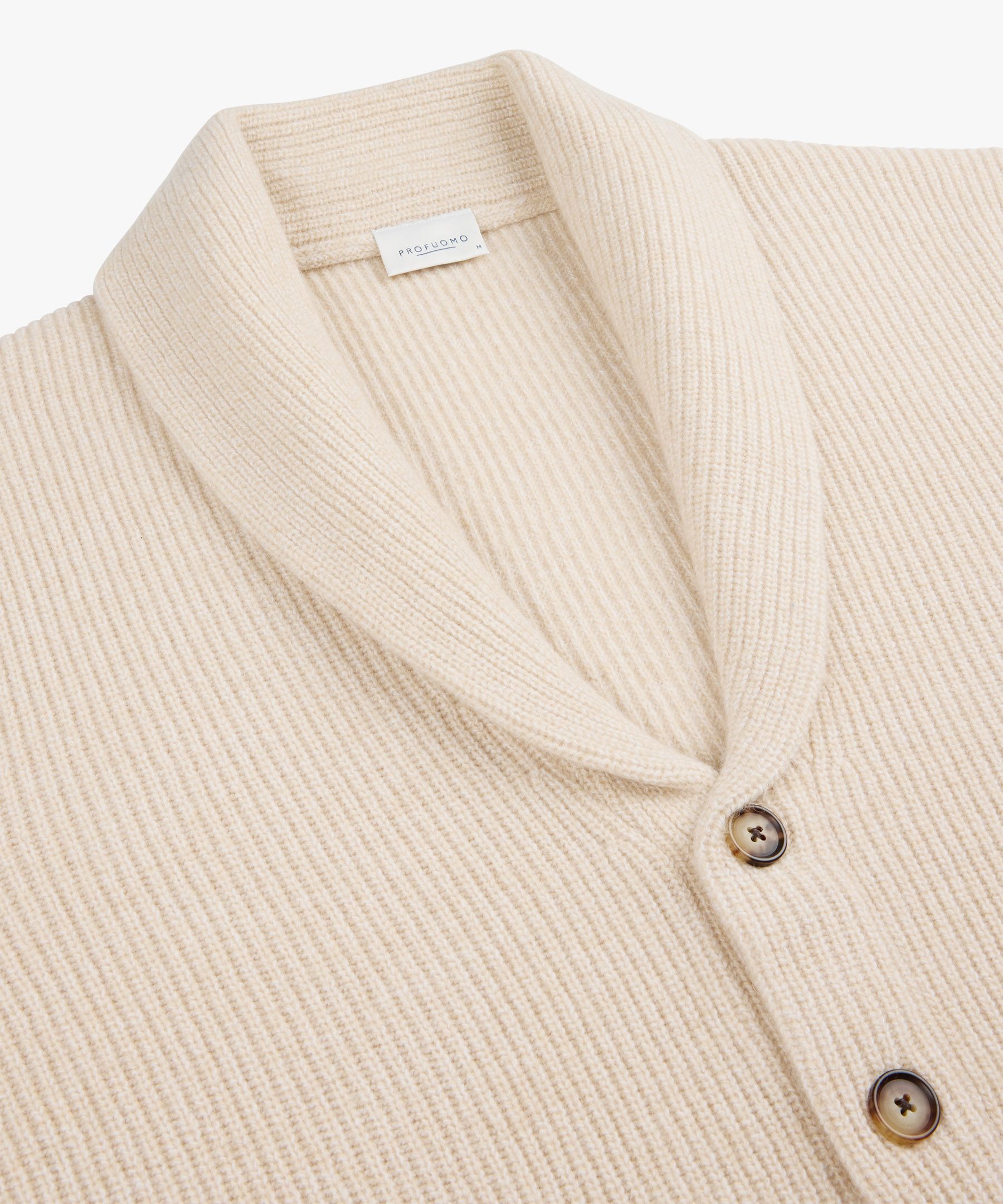 Off white wol blend shawl cardigan | Profuomo B.V.