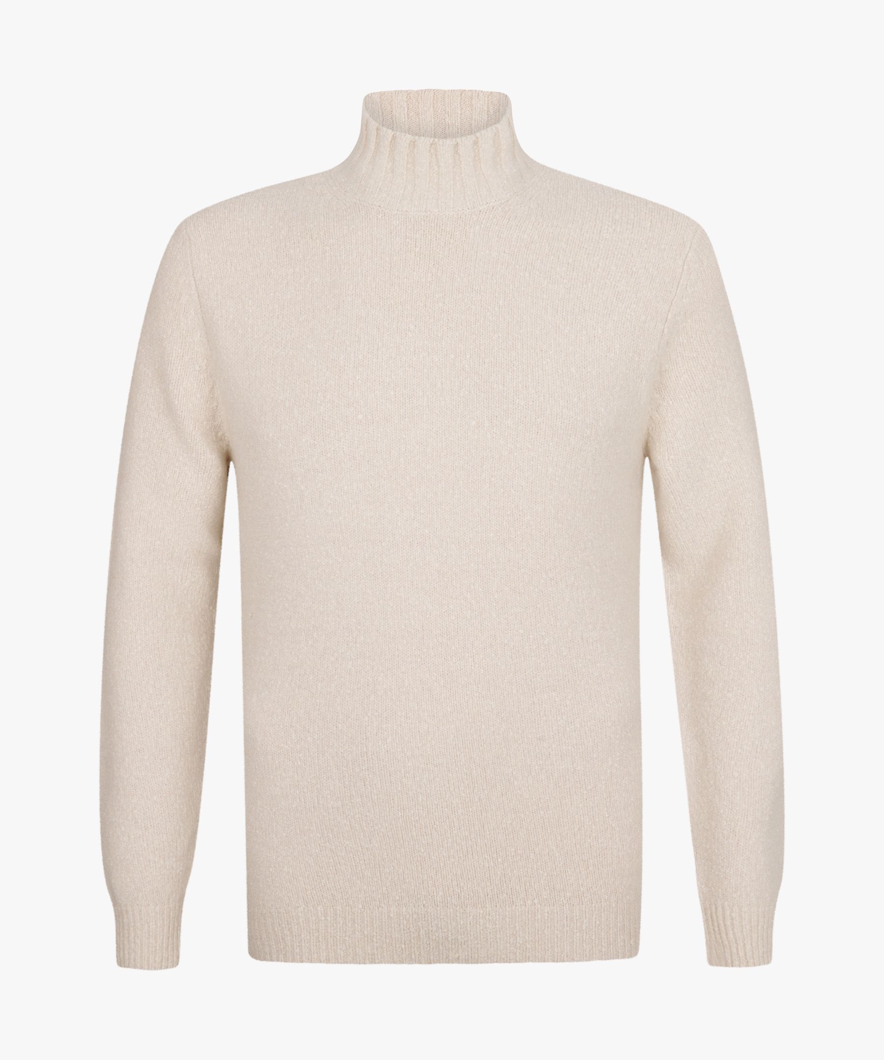 Beige boiled wool mock neck