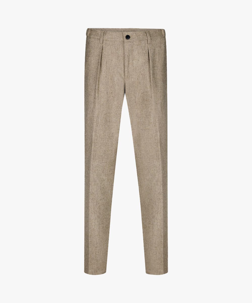 Beige wool flannel trousers