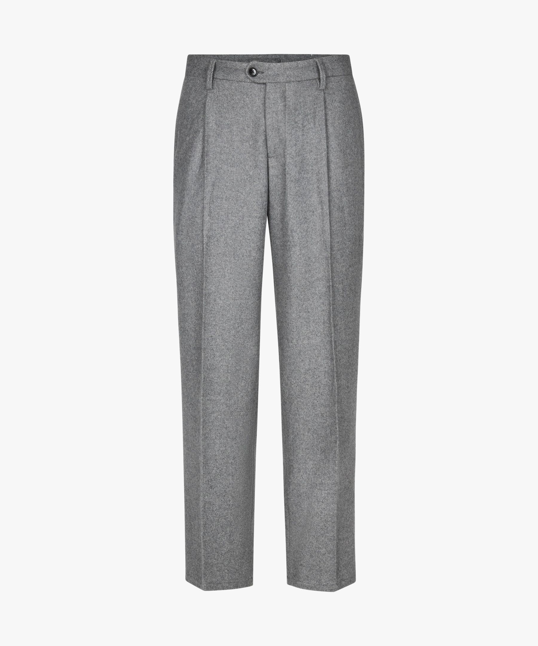 Grey wool herringbone trousers