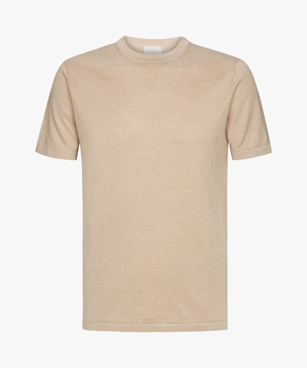 Beige cotton-linen t-shirt