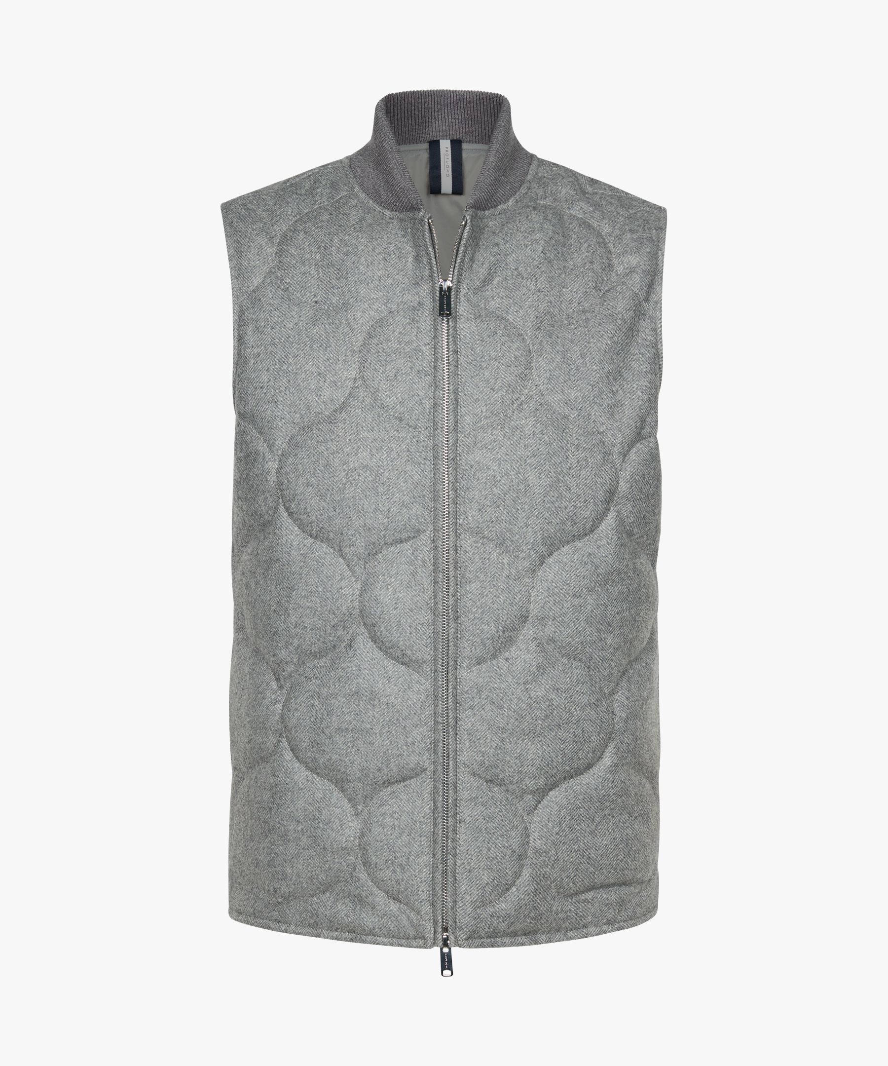 Grey wool herringbone body warmer