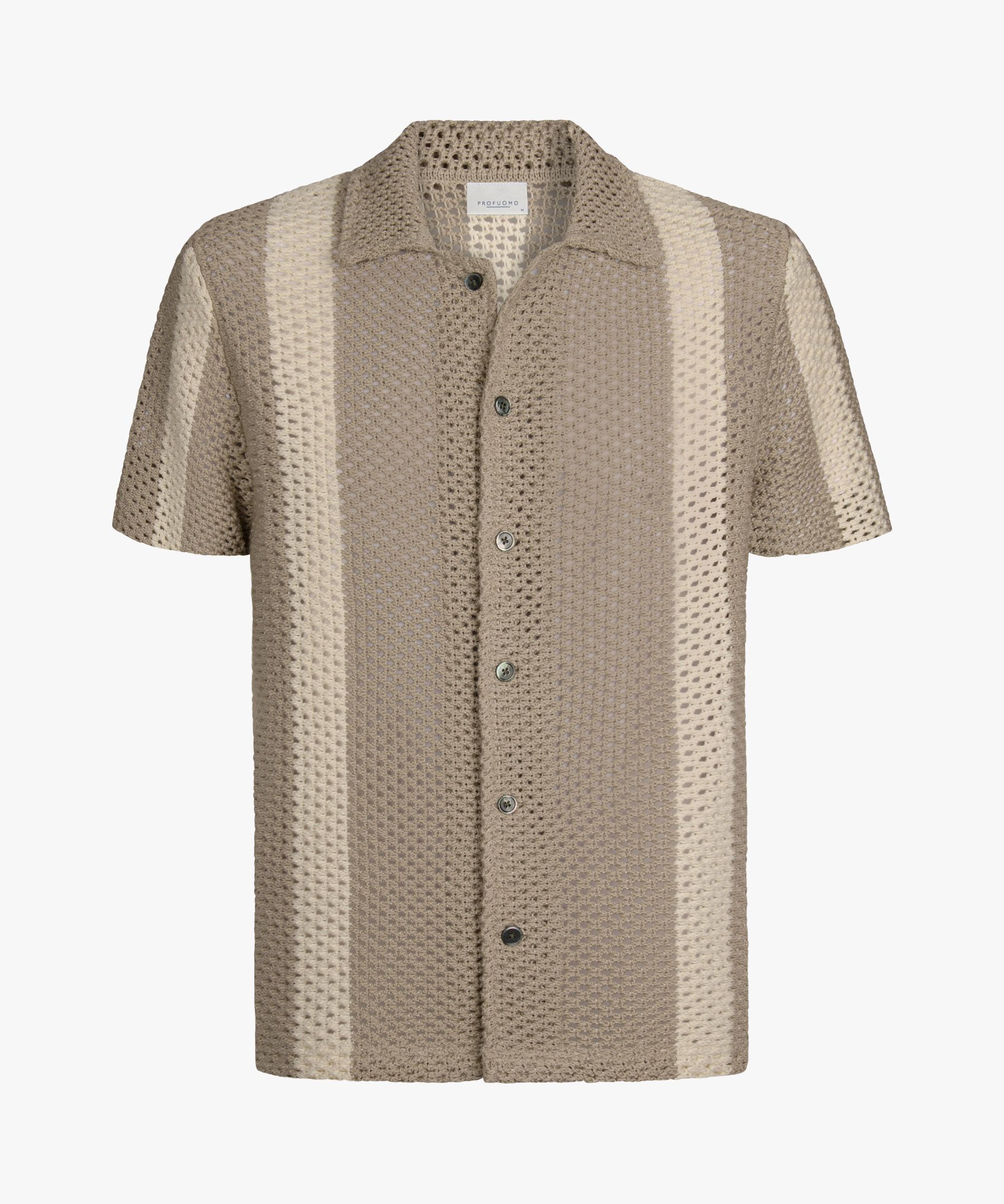 Beige crochet button through polo