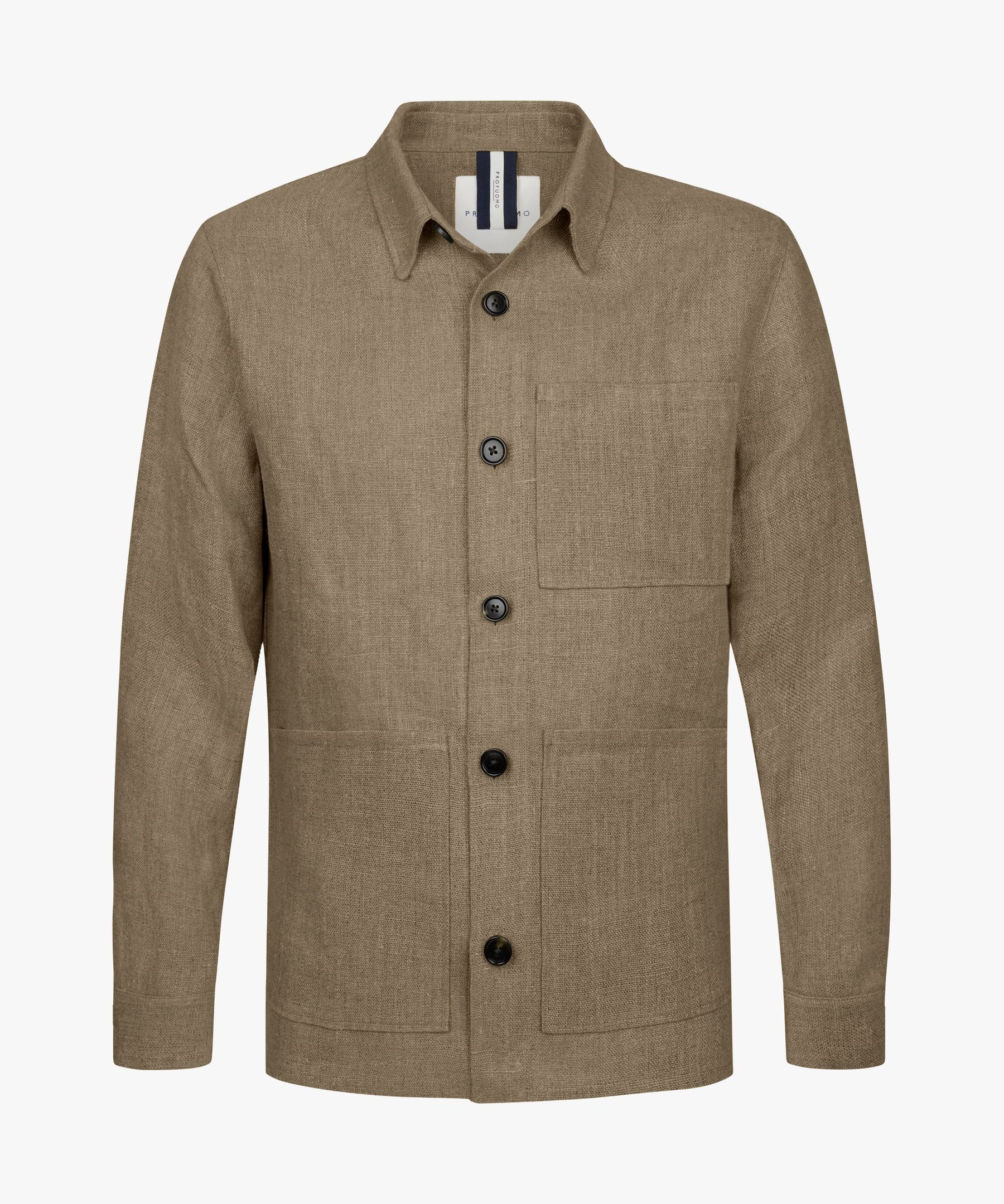 Donkerbeige linnen overshirt