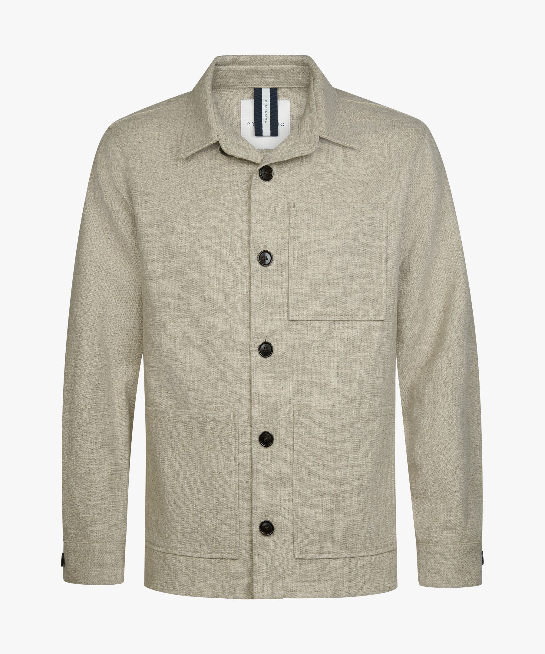 Beige katoen linnen overshirt