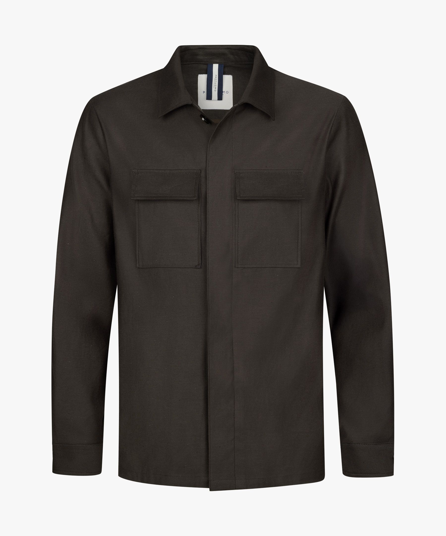 Dunkelbraun Leinen-Baumwoll-Overshirt
