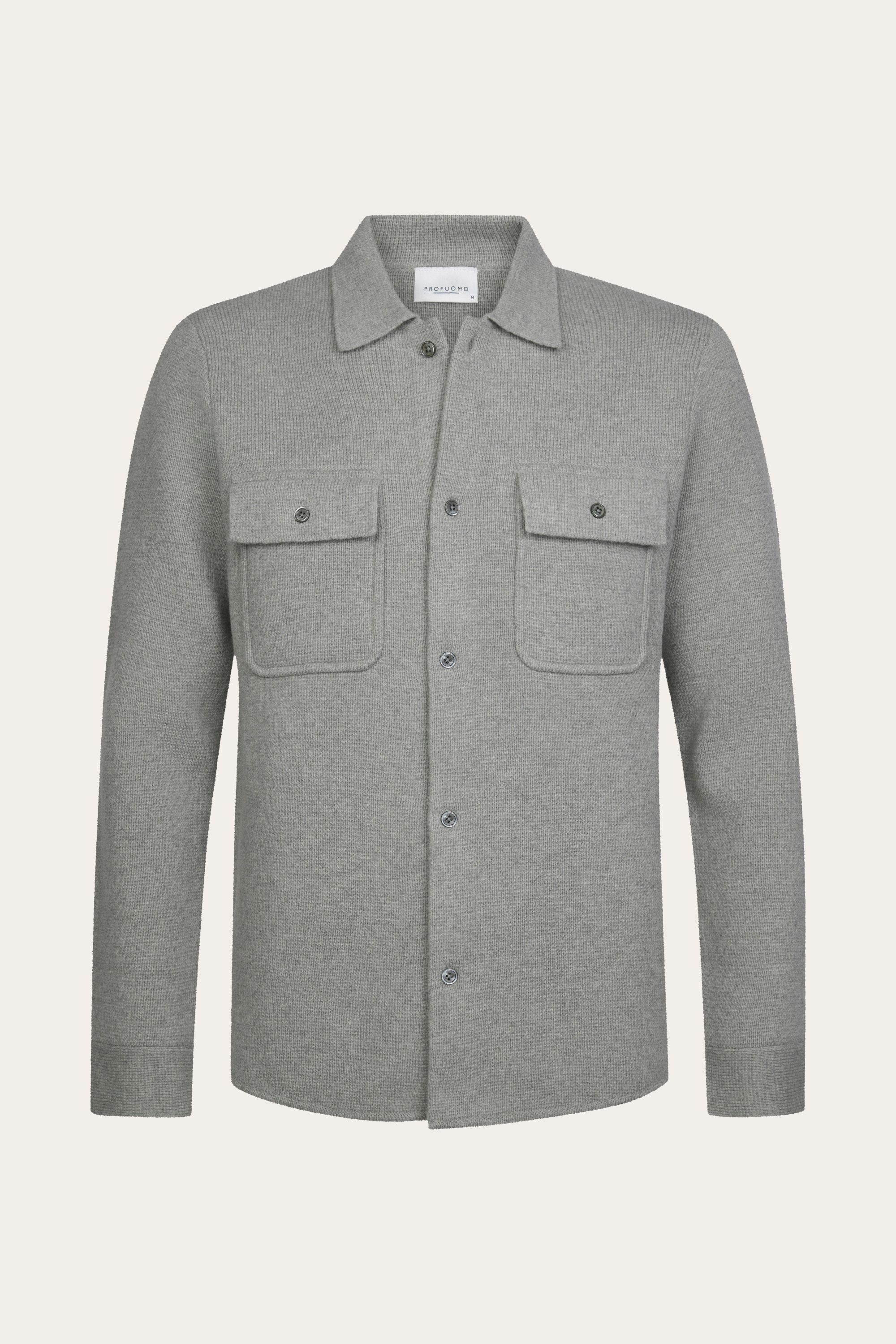Grey merino wool overshirt