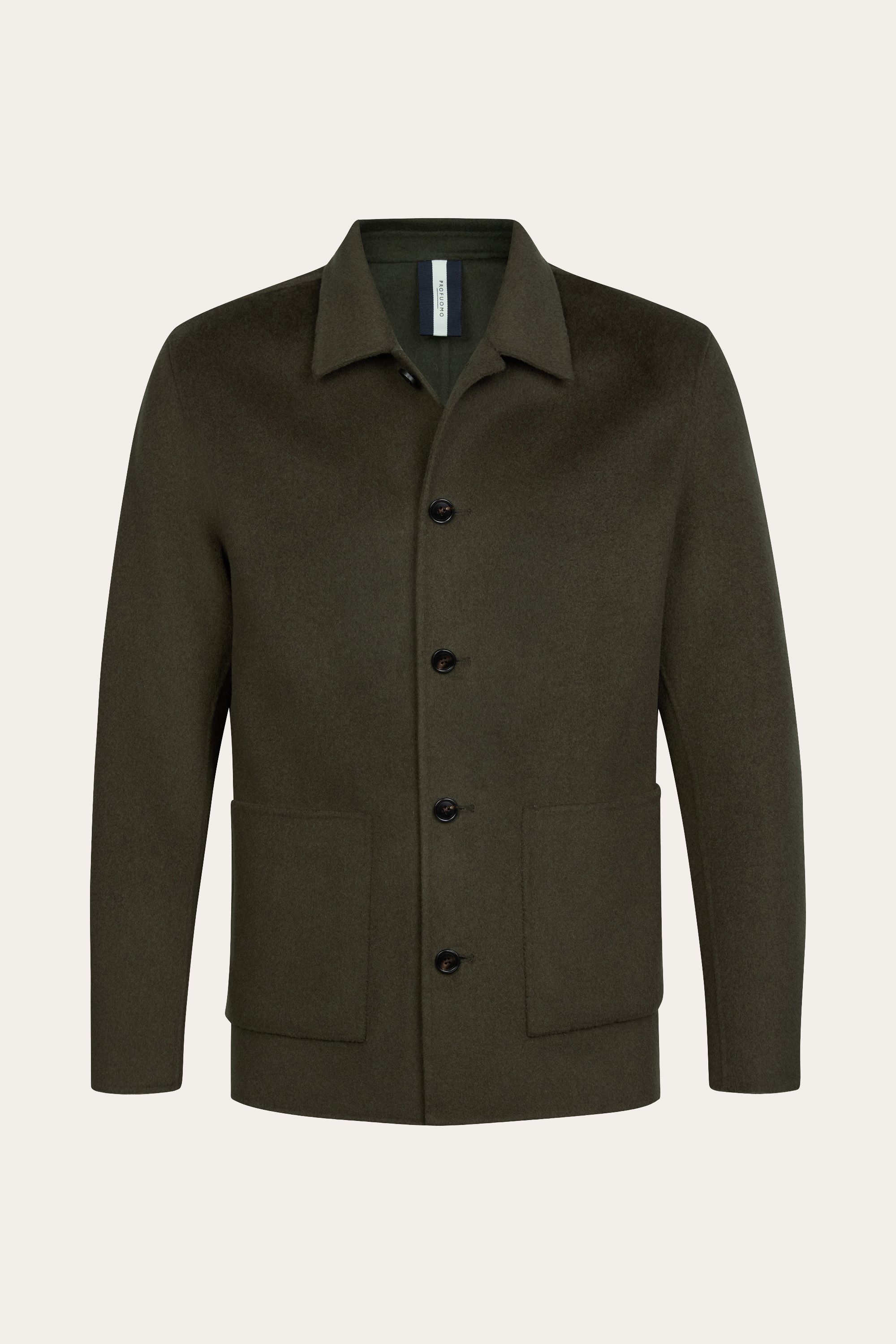 Groen wollen single layer overshirt