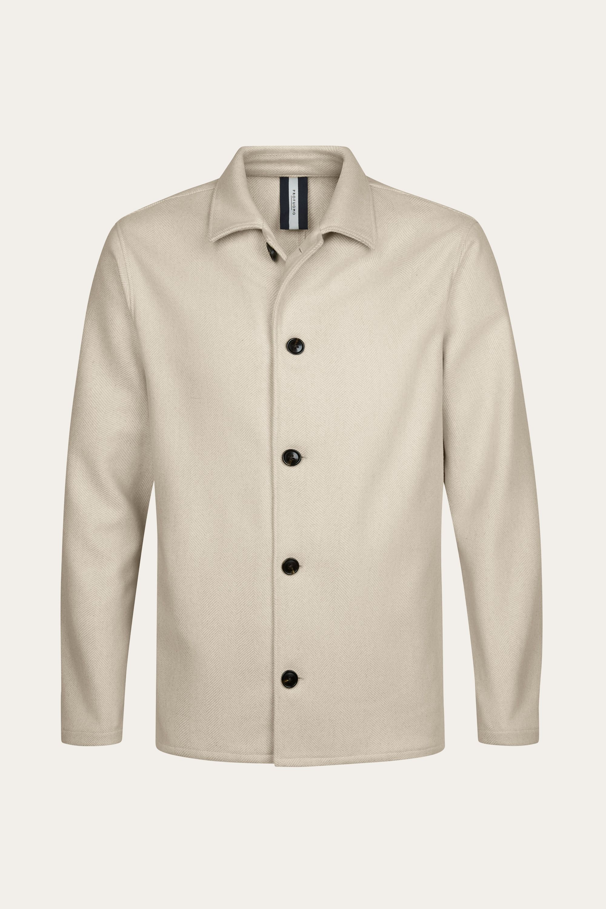 Beige herringbone wool overshirt