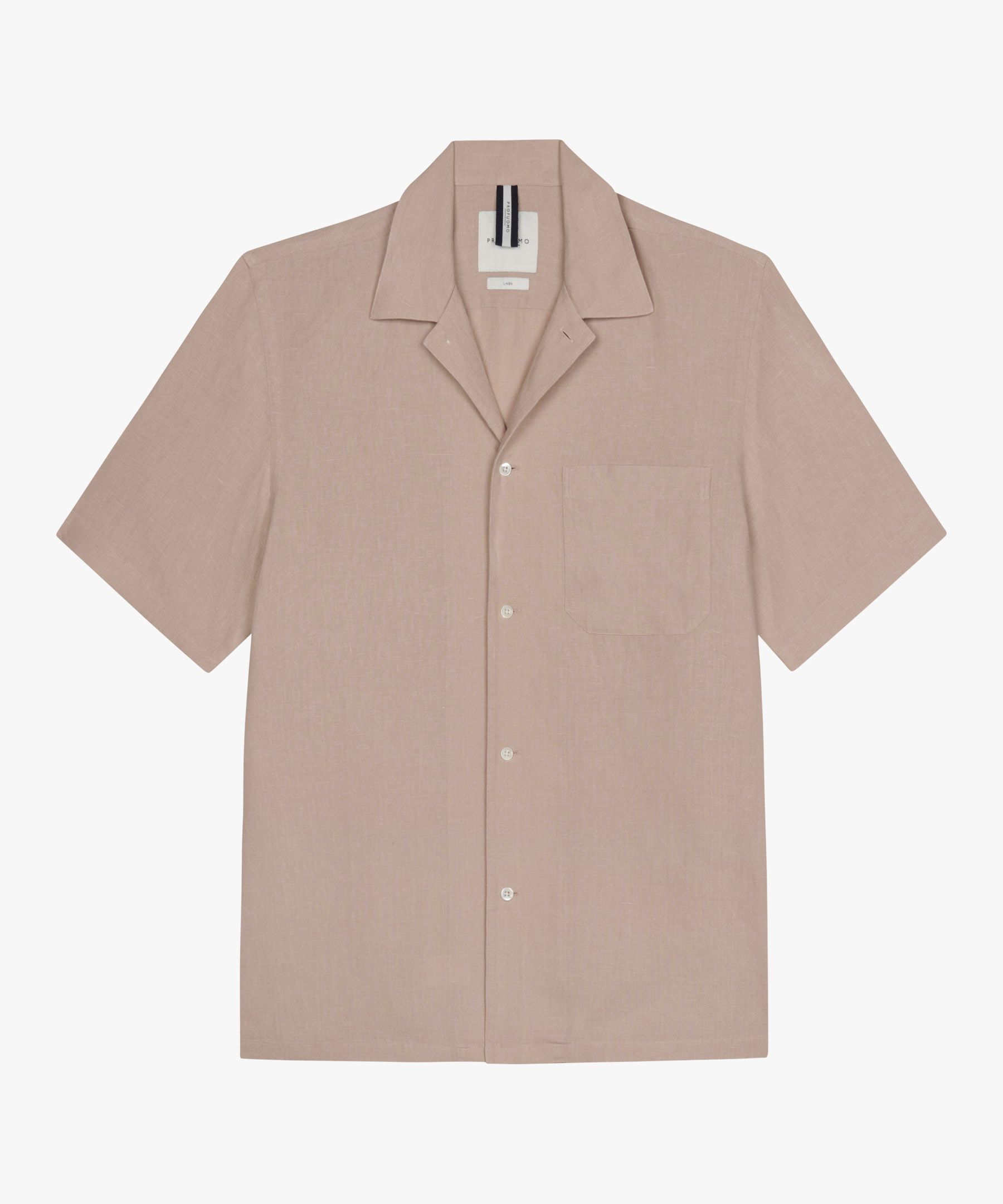Donkerroze linnen camp overhemd