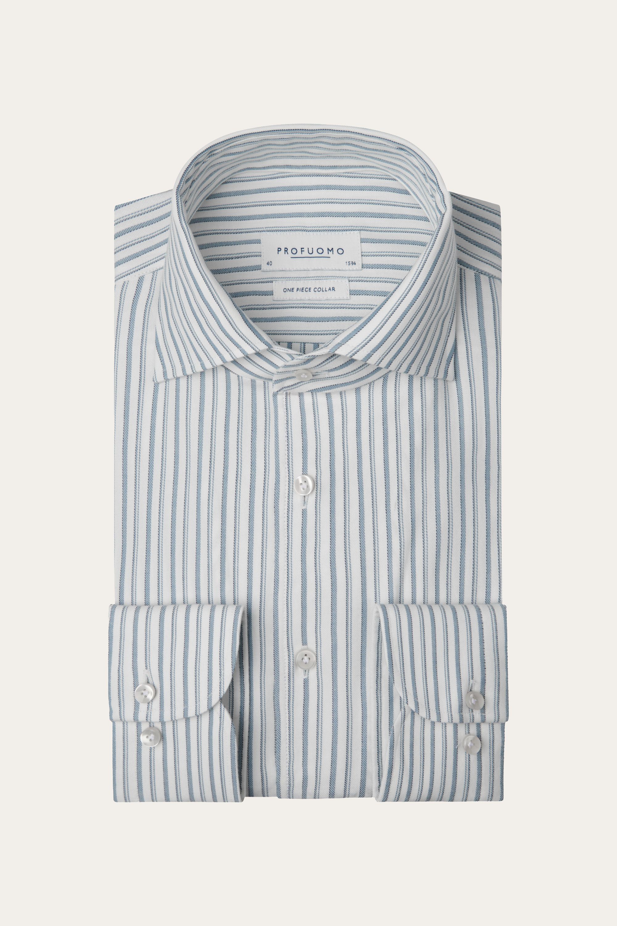 Blue one piece brushed twill shirt