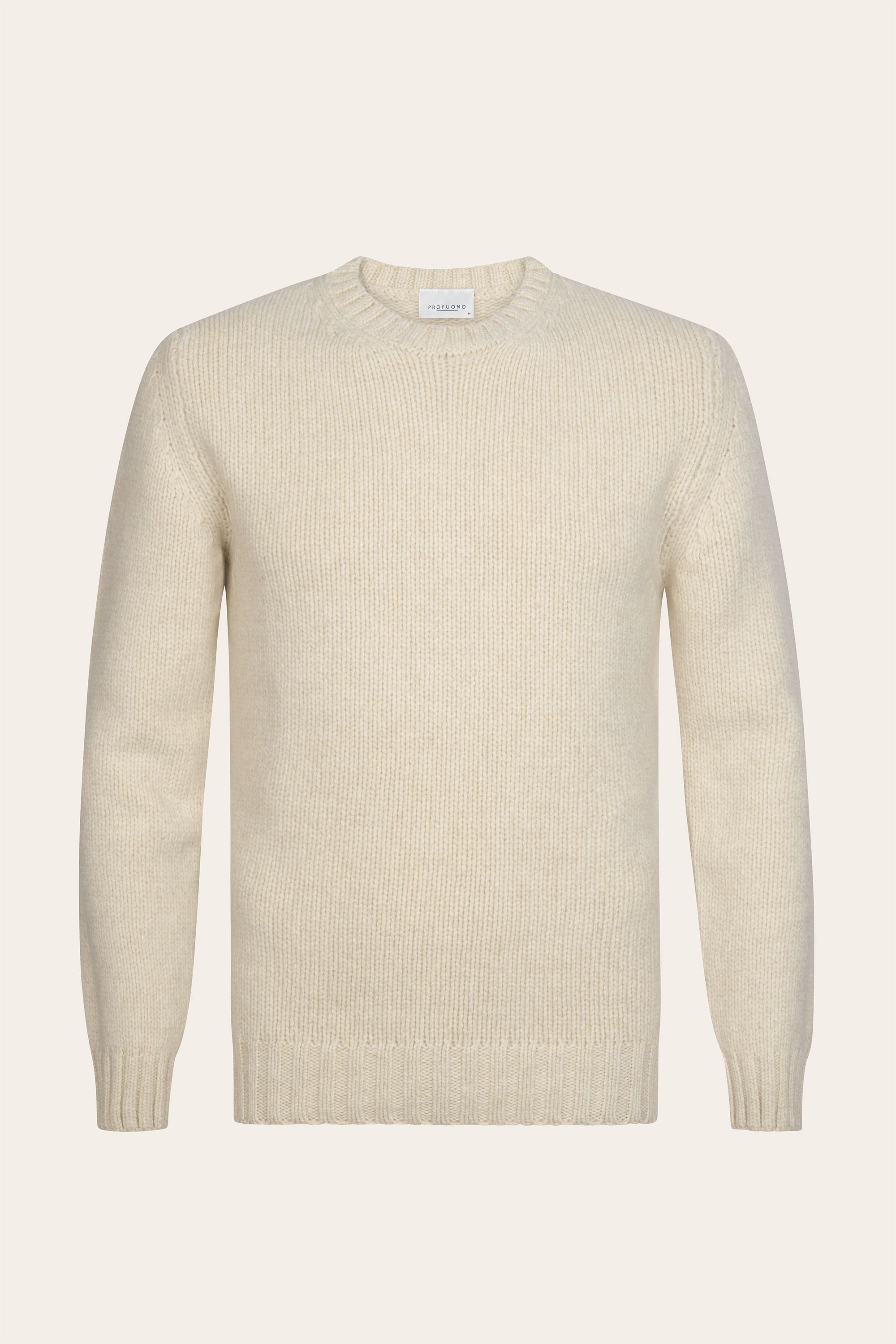 Raw white wool crewneck