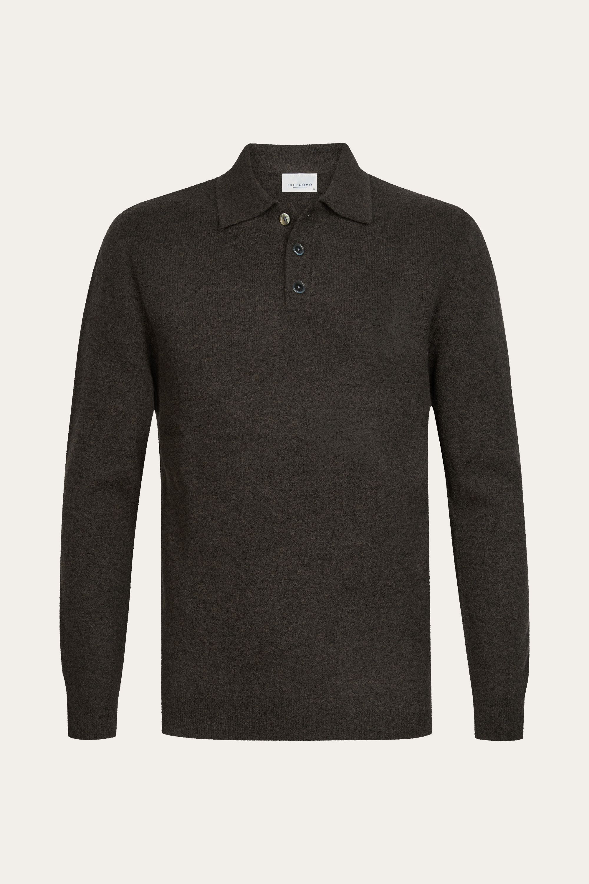 Dark brown boiled wool polo