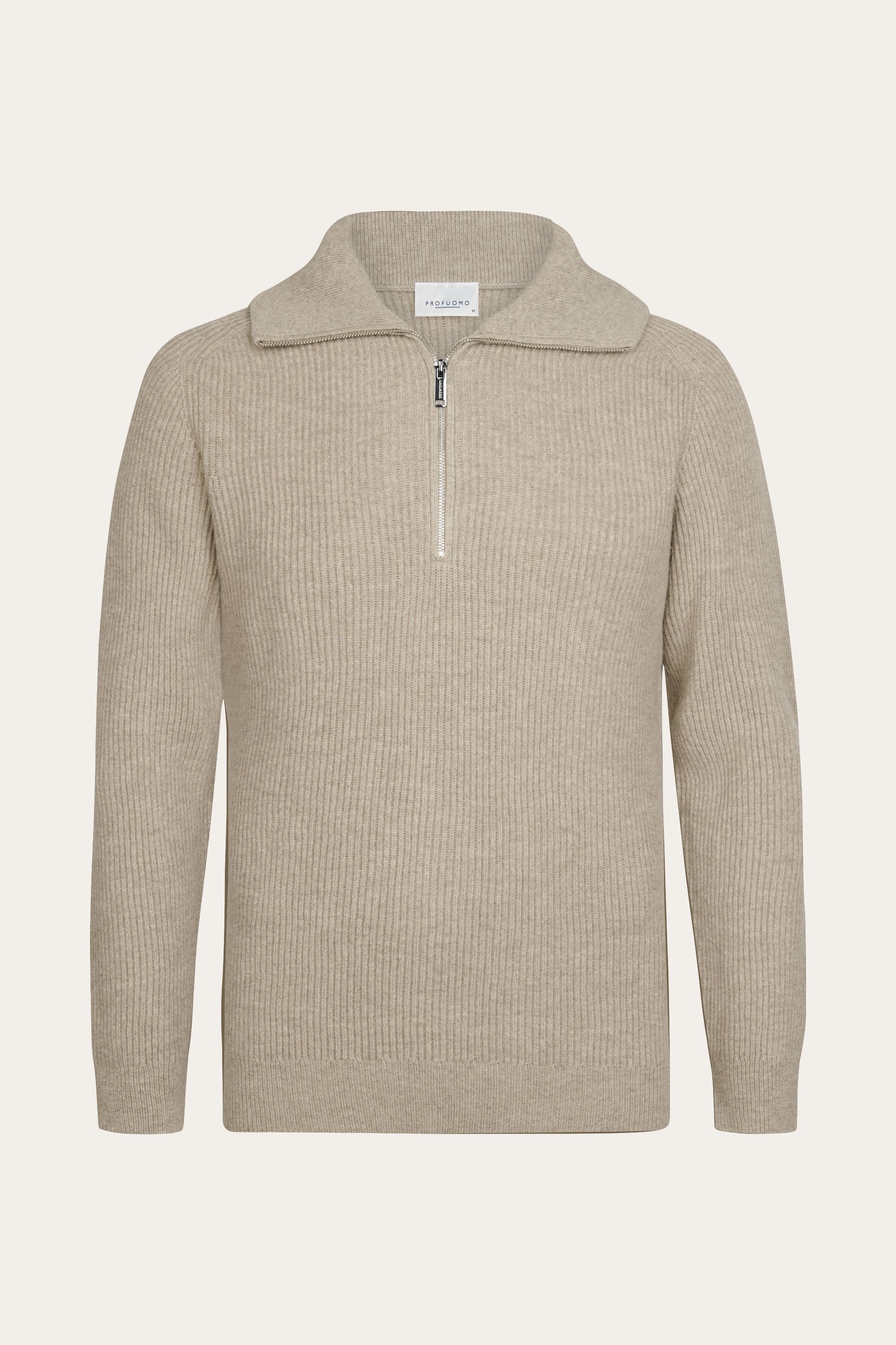 Beige heavy wool half zip