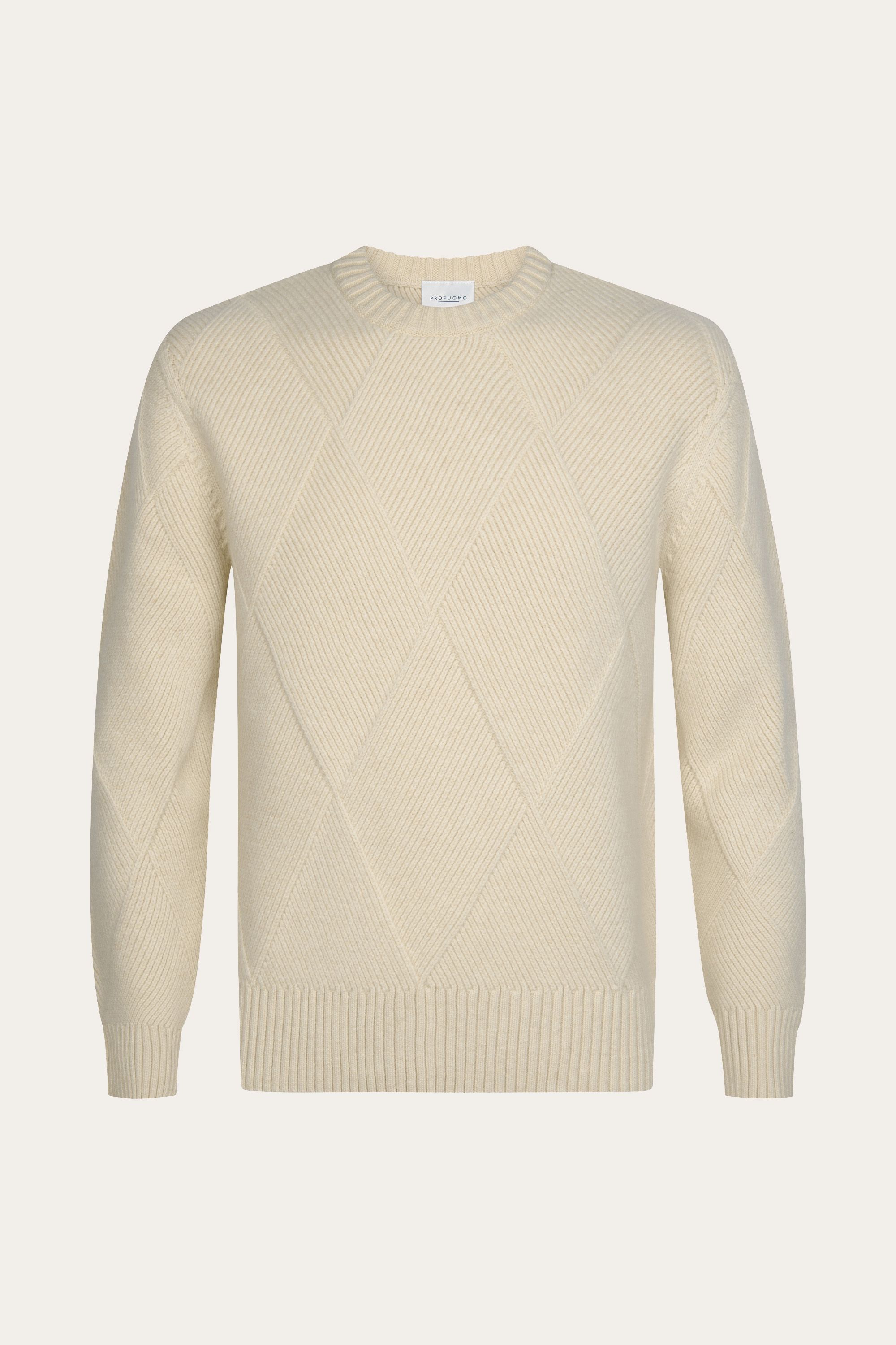 Sand soft wool argyle crewneck