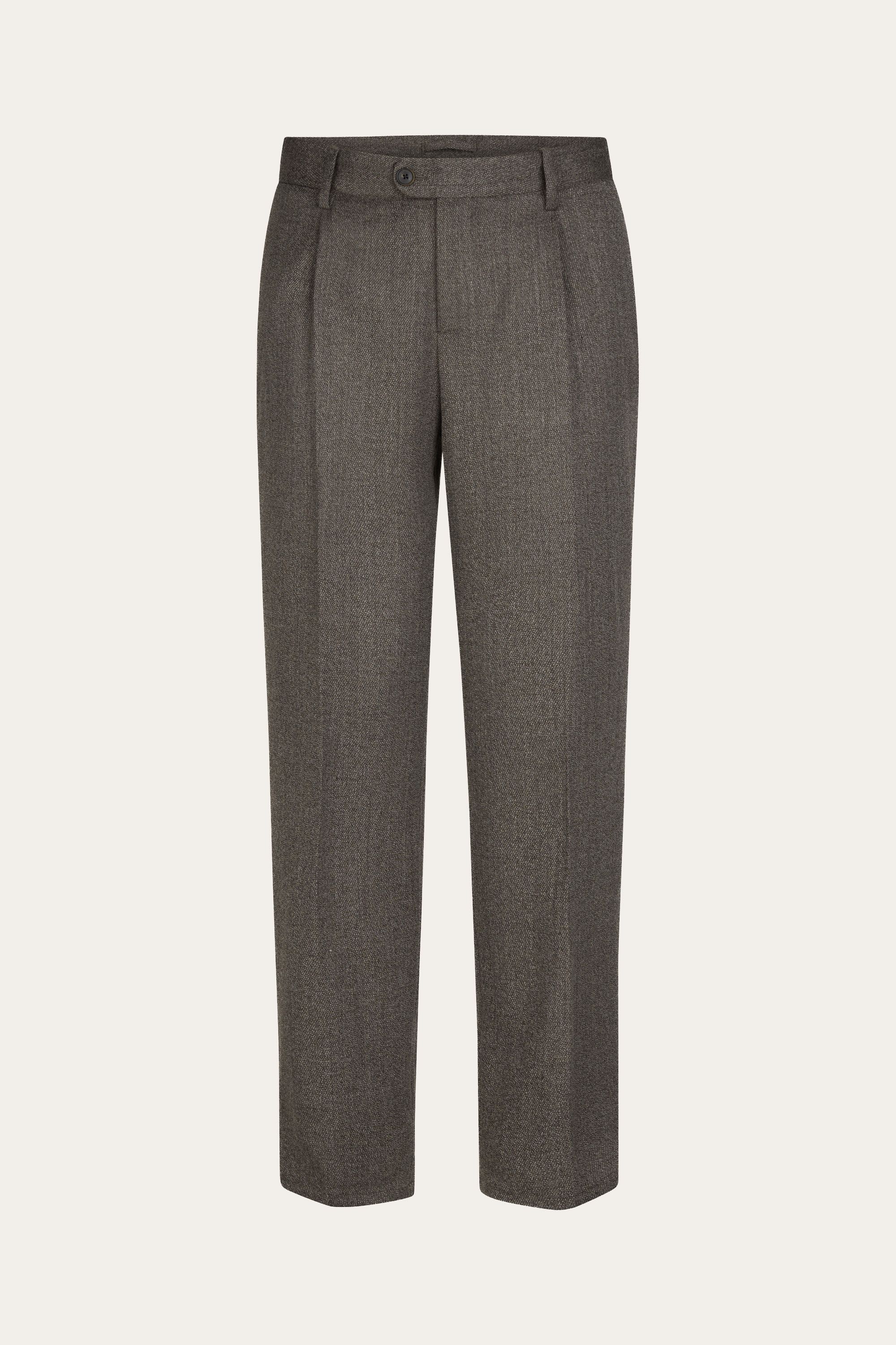 Brown mouline wool trousers
