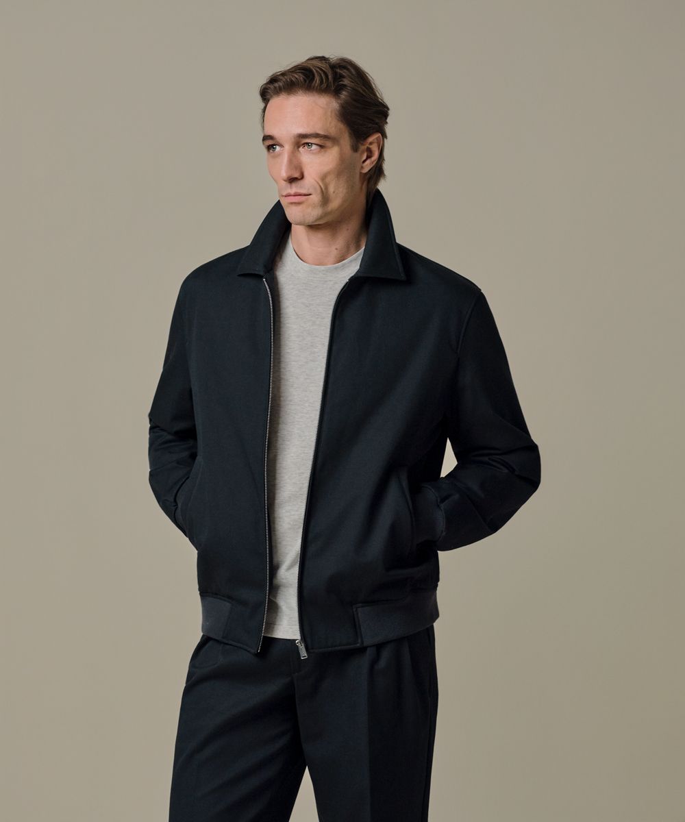 Navy katoenen twill bomber | Profuomo B.V.