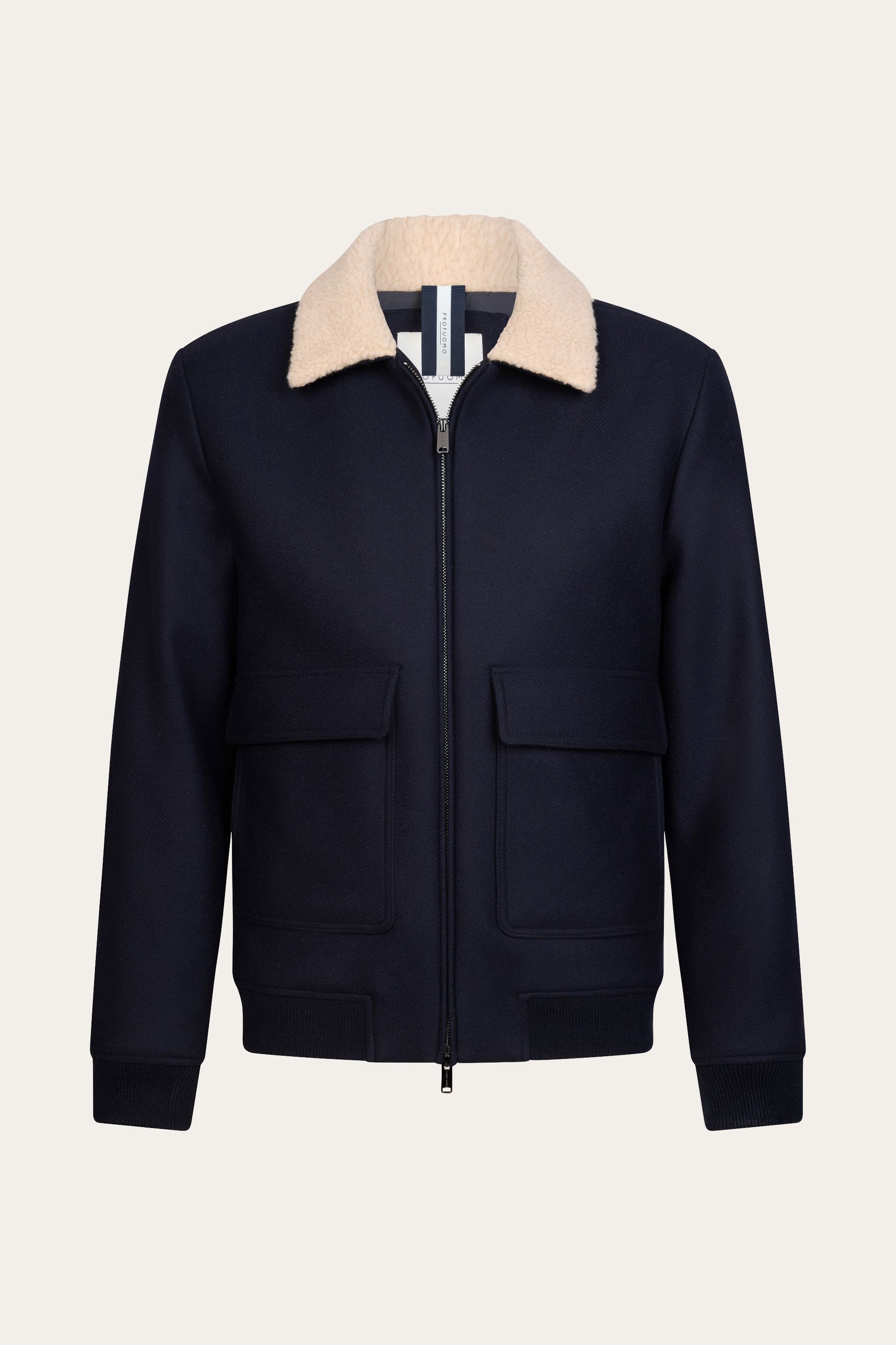 Navy bomber shearling collar