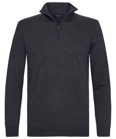 Grey merino pullover half zip