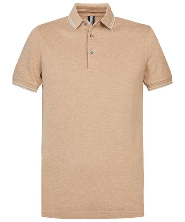 Brown melange stretch polo