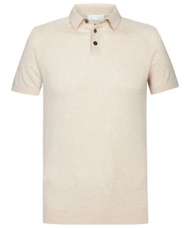 Beige linen-blend polo