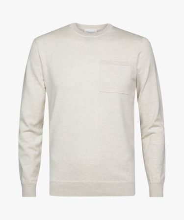 Off white wool-cotton crewneck
