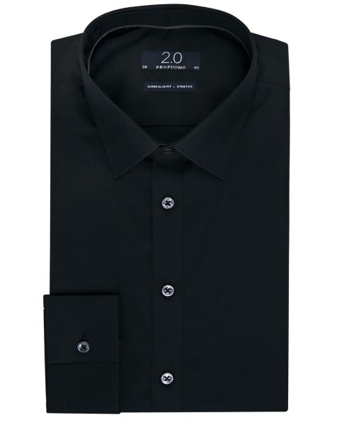 Profuomo® | Zwart super slim fit stretch 2.0 overhemd