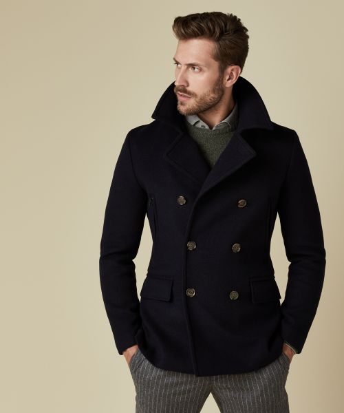 Profuomo® | Marineblauer Woll-Peacoat