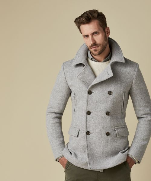 short grey peacoat